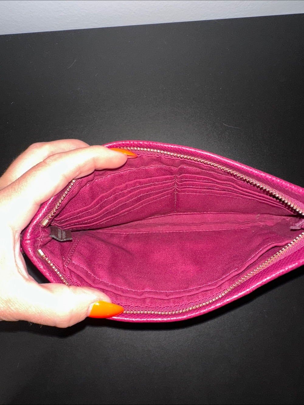 Coach Fuchsia Pebbled Leather Large Wristlet NWOT - Picture 8 of 13